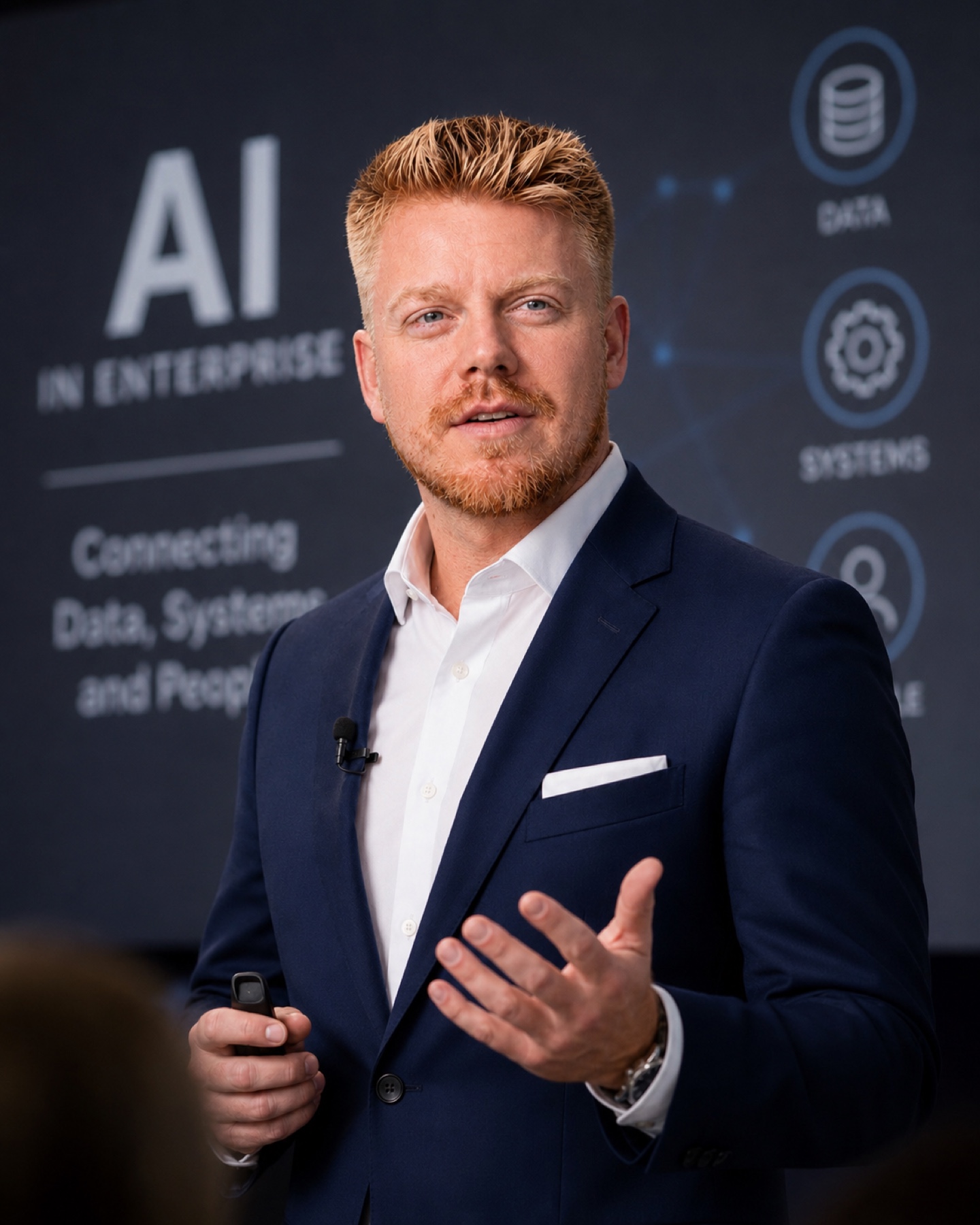 Michael Mares presenting about AI in enterprise systems